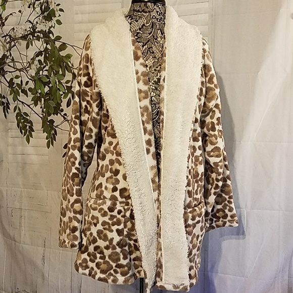 Hue Cozy Fleece Cardigan Jacket Robe Sm 